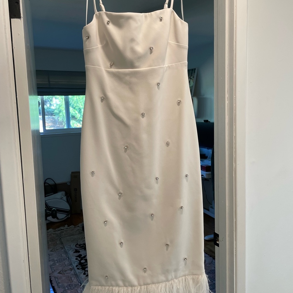 Likely White Embellished Midi Dress
